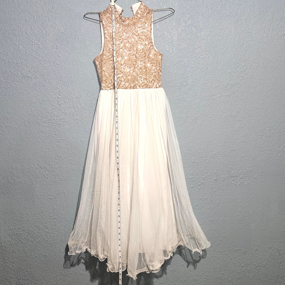 Speechless Sz 10 Children's Flower Girl Jr Bridesmaid Dress Champagne & Cream - Picture 9 of 10